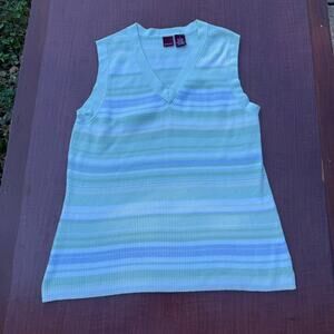 Merona Women's Knit Top - Striped Pastel - Size Large